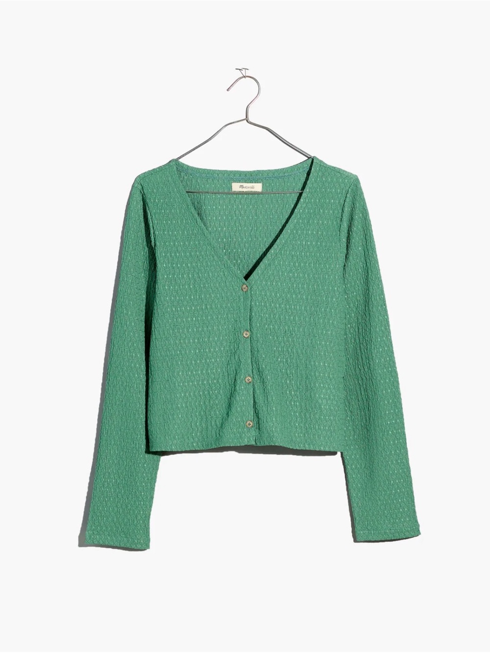 Madewell Crinkled Cardigan in Trellis Green